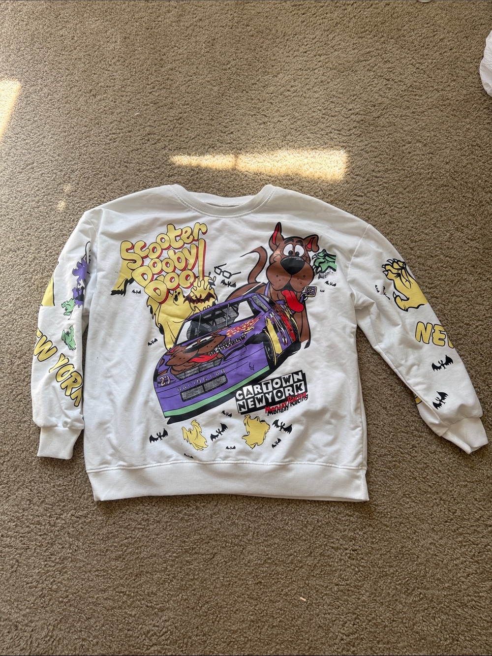 Scooter Dooby Doo White Graphic Crewneck Sweatshirt